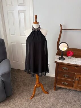 Forever 21 LBD!! Black Dress with beaded collar Neck